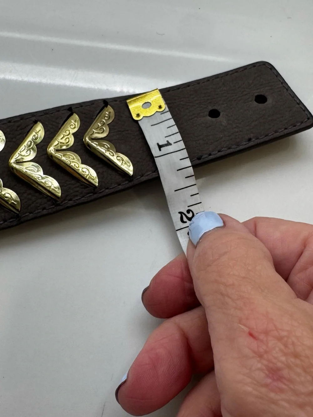 H&M Gray Belt with Gold Chevron Embellishments